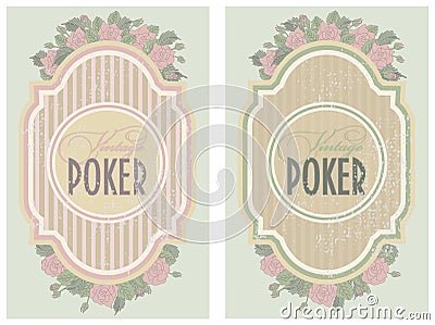 Set vintage poker label Cartoon Illustration