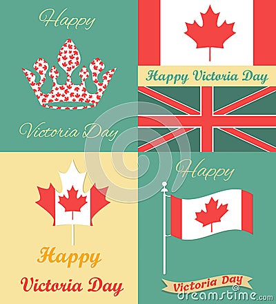 Set of vintage posters for Victoria Day Vector Illustration