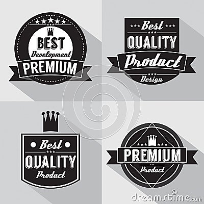 Set of Vintage Premium Quality Labels Vector Illustration