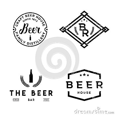 Set of vintage retro badges on pub theme. Vector Illustration