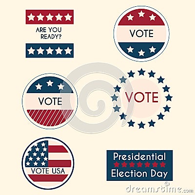 Set of vintage retro election badges and labels Vector Illustration