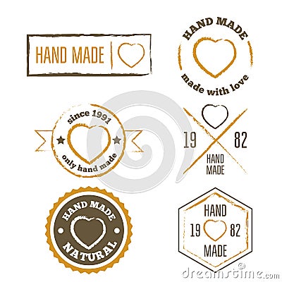 Set of vintage retro handmade badges, labels and Vector Illustration