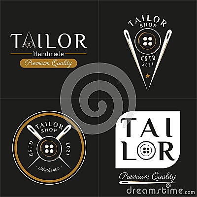 Set of Vintage Retro Logo Style for Tailor Clothing Logo. Premium and Luxury Logo Vector Illustration