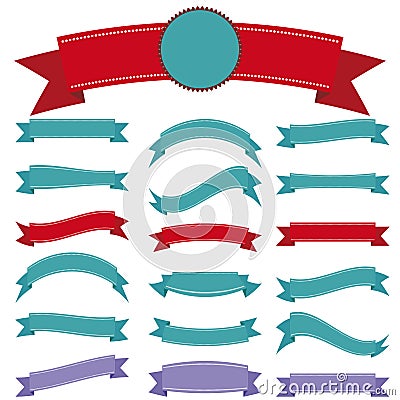 Set vintage ribbon on a white background. Vector Illustration