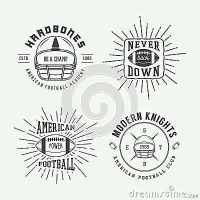 Set of vintage rugby and american football labels, emblems and l Vector Illustration