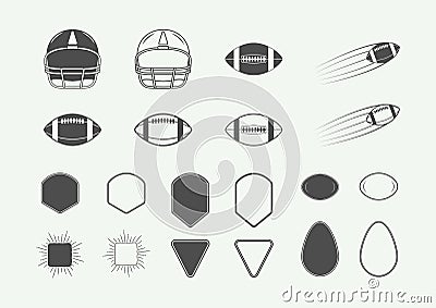 Set of vintage rugby and american football labels, emblems, logo Vector Illustration