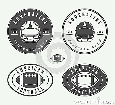 Set of vintage rugby and american football labels, emblems and logos Vector Illustration