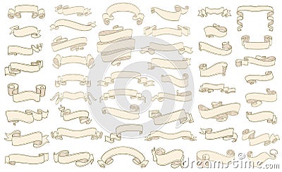 set of vintage scrolls ribbons on white. old blank banners vector illustration Vector Illustration