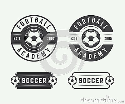 Set of vintage soccer or football logo, emblem, badge. Vector Illustration