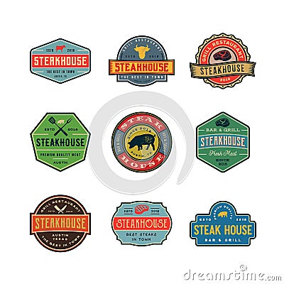 Set of vintage steak house logos. vector illustration Vector Illustration