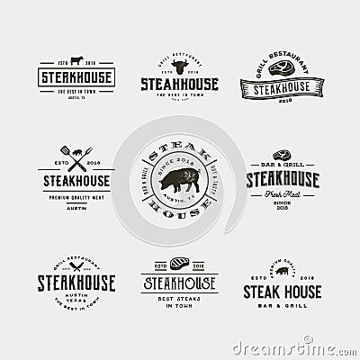 Set of vintage steak house logos. vector illustration Vector Illustration