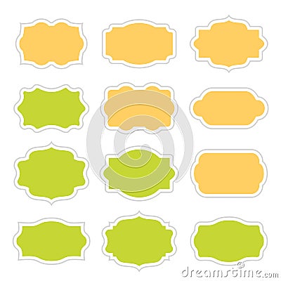 Set of vintage stickers border in frame for messages. Vector Illustration