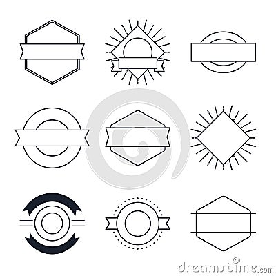 Set of vintage style elements for labels and badges empty templates Vector Illustration