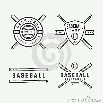 Set of vintage tennis logos, emblems, badges, labels Vector Illustration