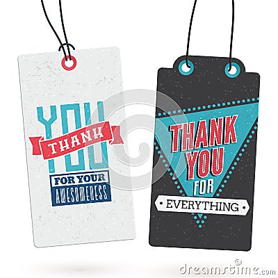 Set of Vintage Thank You Tags Vector Illustration