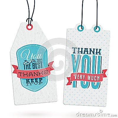 Set of Vintage Thank You Tags Vector Illustration