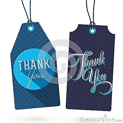 Set of Vintage Thank You Tags Vector Illustration