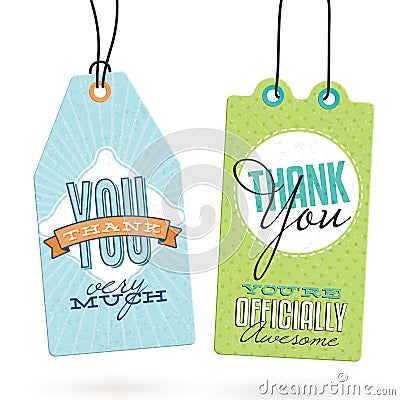 Set of Vintage Thank You Tags Vector Illustration