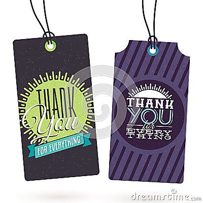 Set of Vintage Thank You Tags Vector Illustration