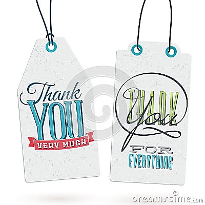 Set of Vintage Thank You Tags Vector Illustration