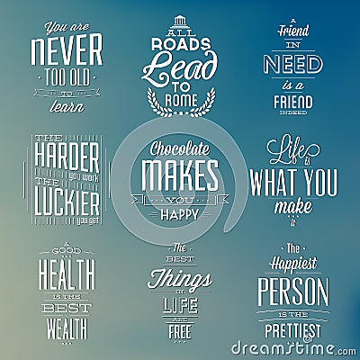 Set Of Vintage Typographic Backgrounds / Motivational Quotes Vector Illustration