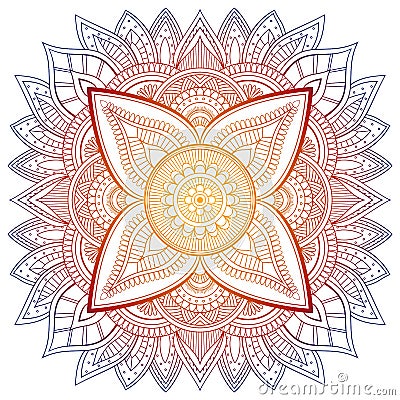 Set of vintage Wedding Invitation card with Mandala pattern and in color. Meditation element for India yoga. Ornament Vector Illustration