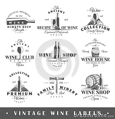 Set of vintage wine labels Vector Illustration