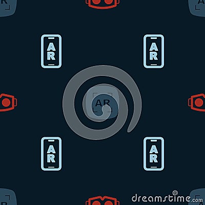 Set Virtual reality glasses, Augmented AR and on seamless pattern. Vector Vector Illustration