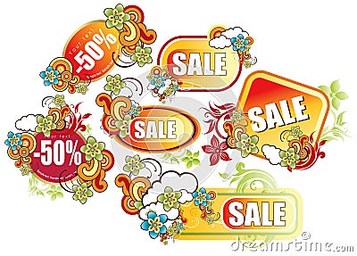 Set of visiting cards for advertising. Sale Vector Illustration