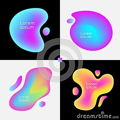 Set of vivid fluids compositions banners background Vector Illustration