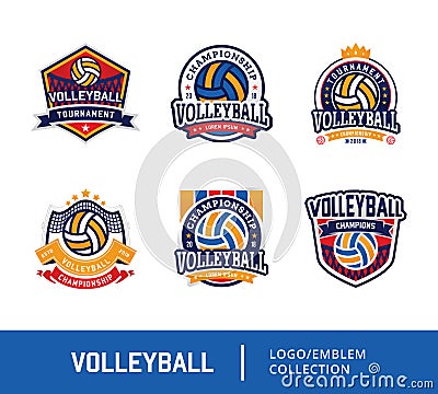 Set of Volleyball badge design logo emblem Vector Illustration