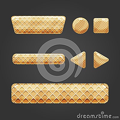 Set of waffle button for game design Vector Illustration