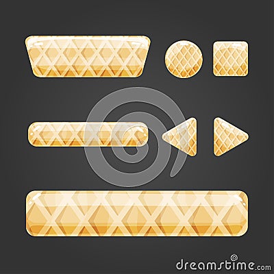 Set of waffle button for game design Vector Illustration