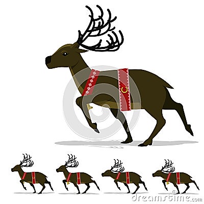 Set of walking deer on transparent background Vector Illustration