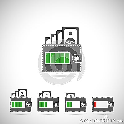 Set of wallet icons Vector Illustration