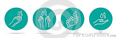 Set of washing hands icons in four different versions in a flat design. Vector illustration Vector Illustration