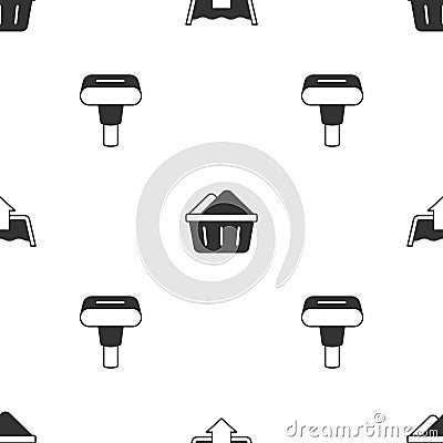 Set Washing modes, Basin with soap suds and Garment steamer on seamless pattern. Vector Vector Illustration
