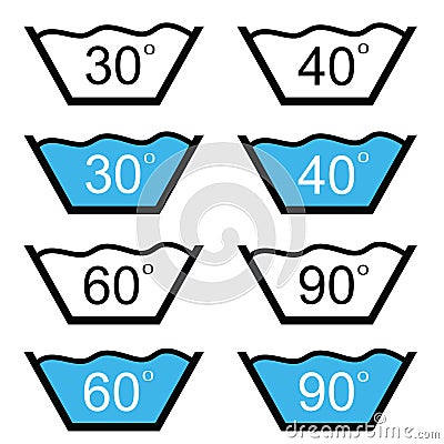 Set of washing sign vector illustration Vector Illustration
