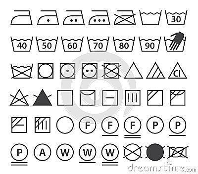 Set of washing symbols (Laundry icons) Stock Photo