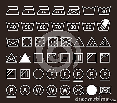 Set of washing symbols (Laundry icons) Vector Illustration