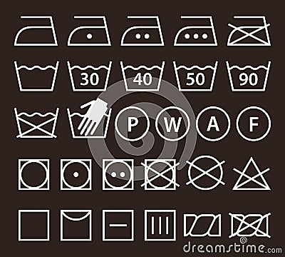 Set of washing symbols (Laundry icons) Vector Illustration