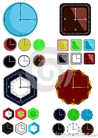 Set of watches and clocks Vector Illustration