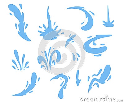 Set of water droplets and jets Vector Illustration