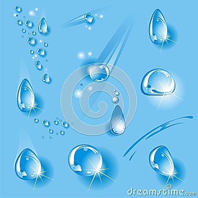 Set of water drops. Vector Illustration