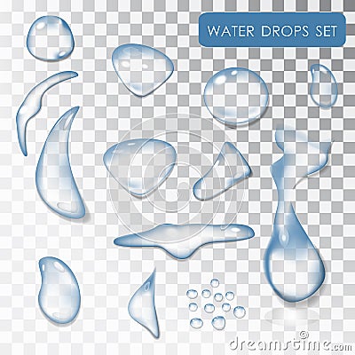 Set of water drops. Vector Illustration