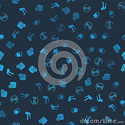 Set Water tap, Waiting, IV bag and Setting database server on seamless pattern. Vector Vector Illustration