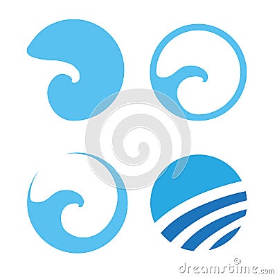 Set of Water wave logos Vector Illustration