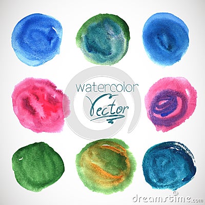 Set of watercolor blobs circle design elements Vector Illustration