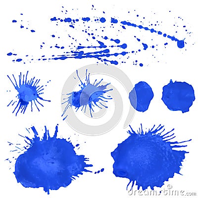 Set of watercolor blobs, isolated on white background. Vector illustration Vector Illustration