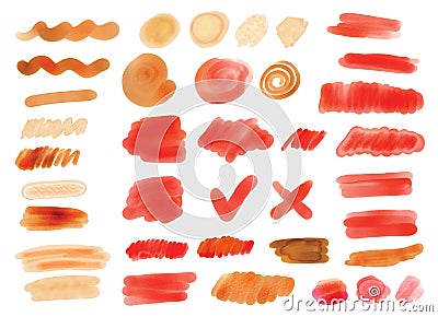 Set watercolor blobs and strokes Cartoon Illustration
